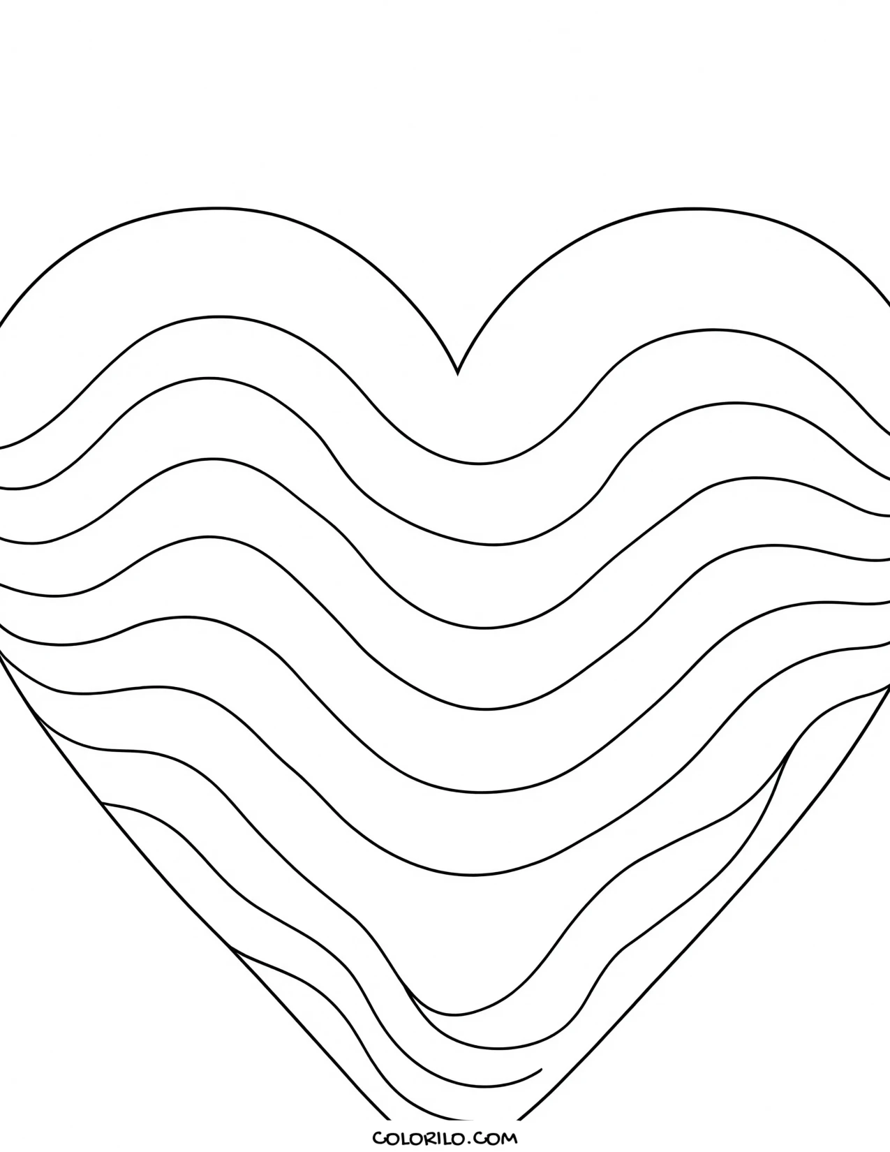 A heart filled with waves coloring page