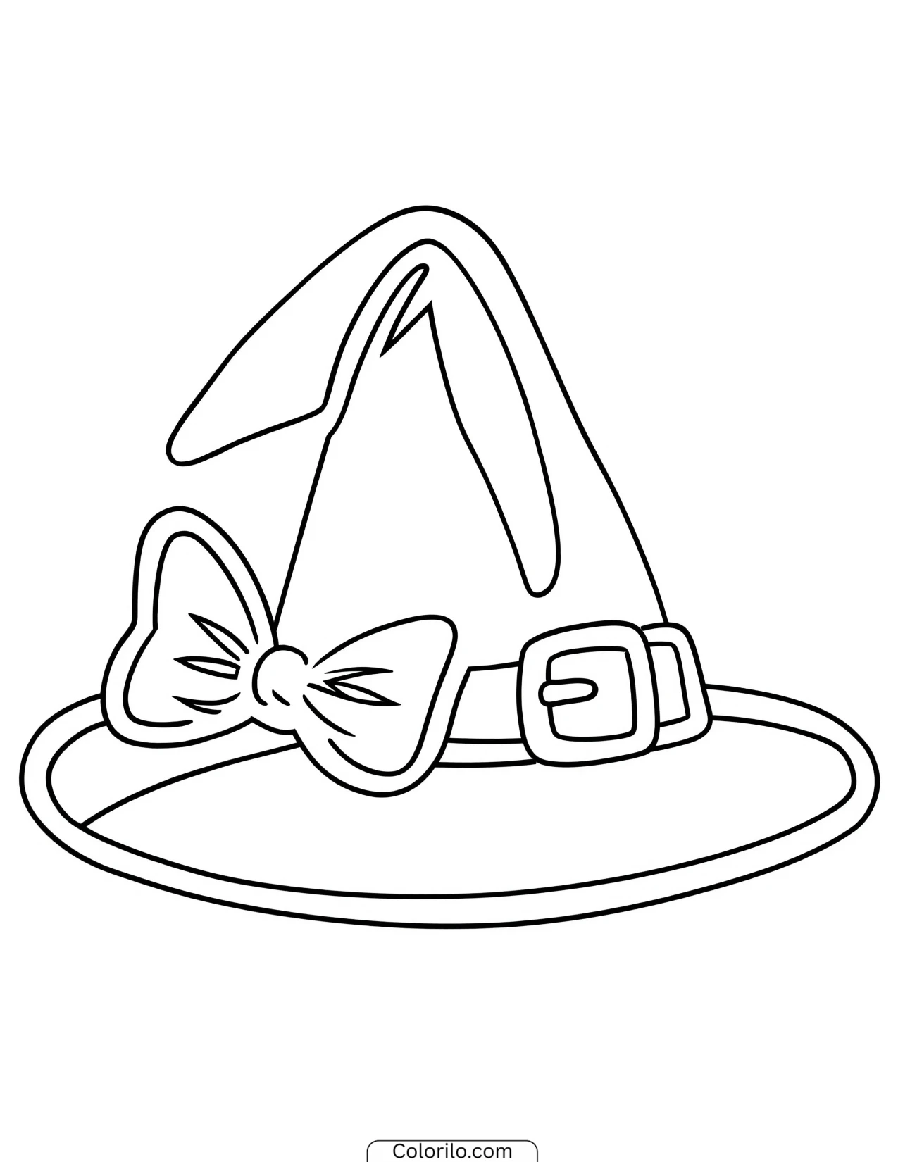 Witch hat decorated with a bow coloring page