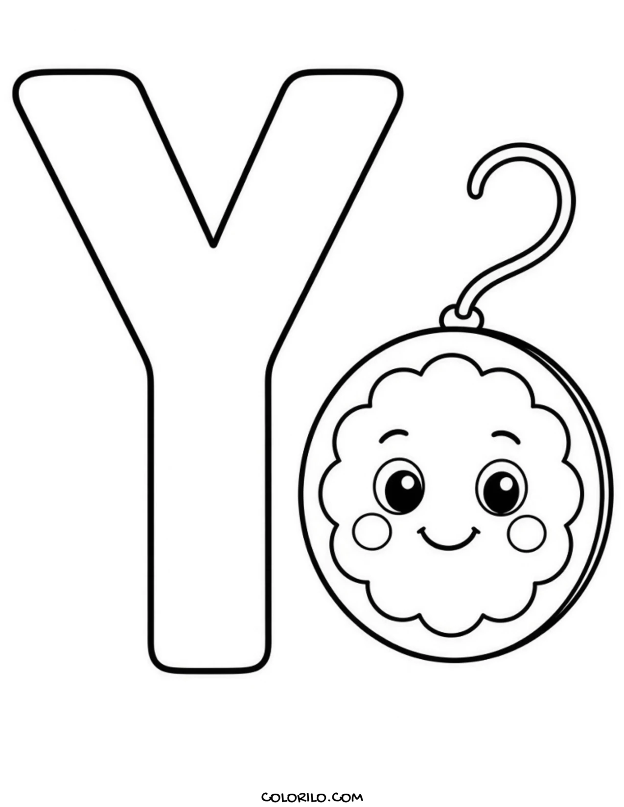 The letter Y with a yo-yo coloring page