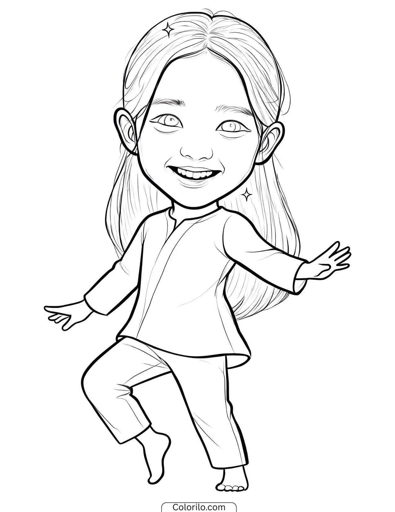 Yoonchae of KATSEYE dancing with light footwork coloring page