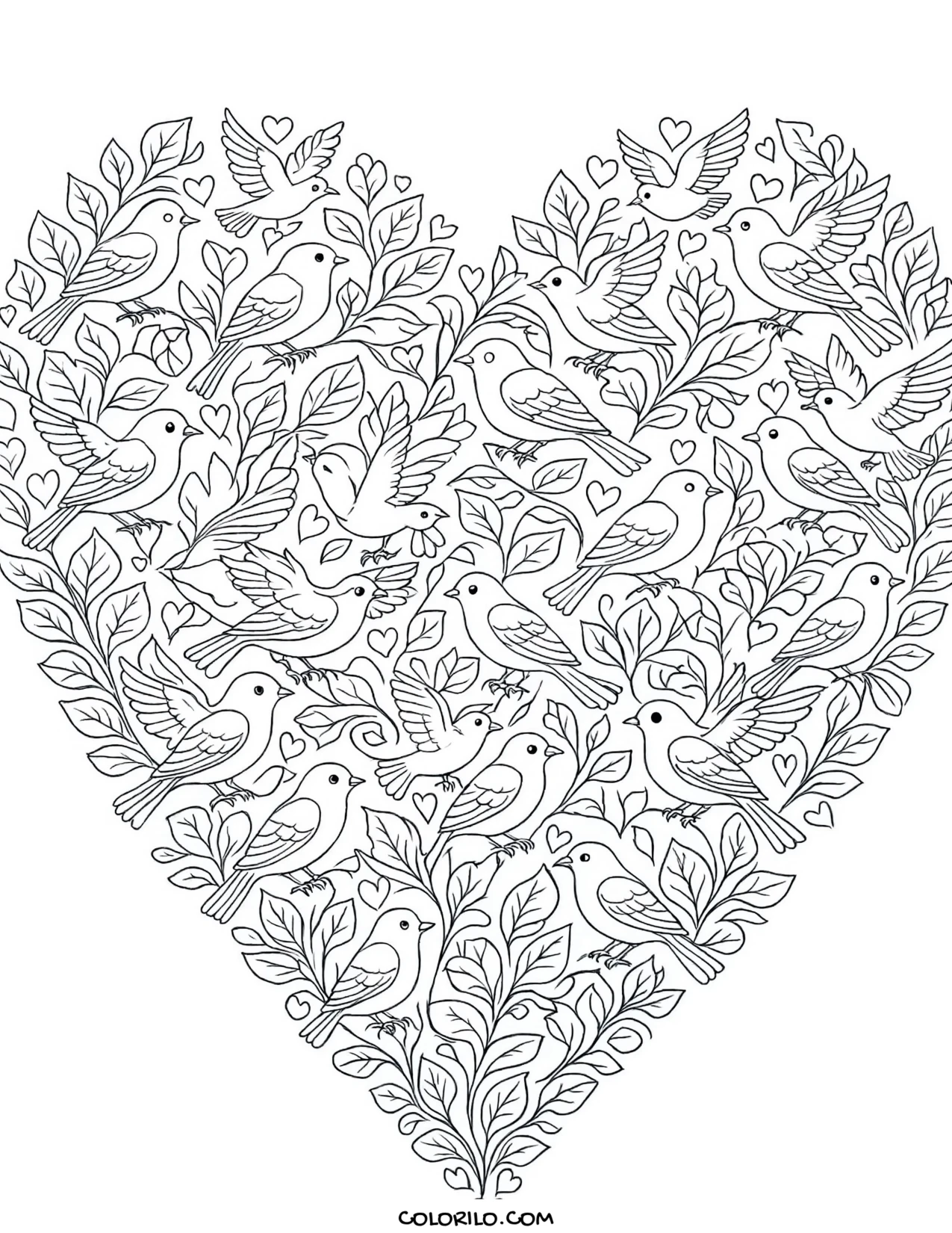 A heart filled with dense zentangle pattern coloring page