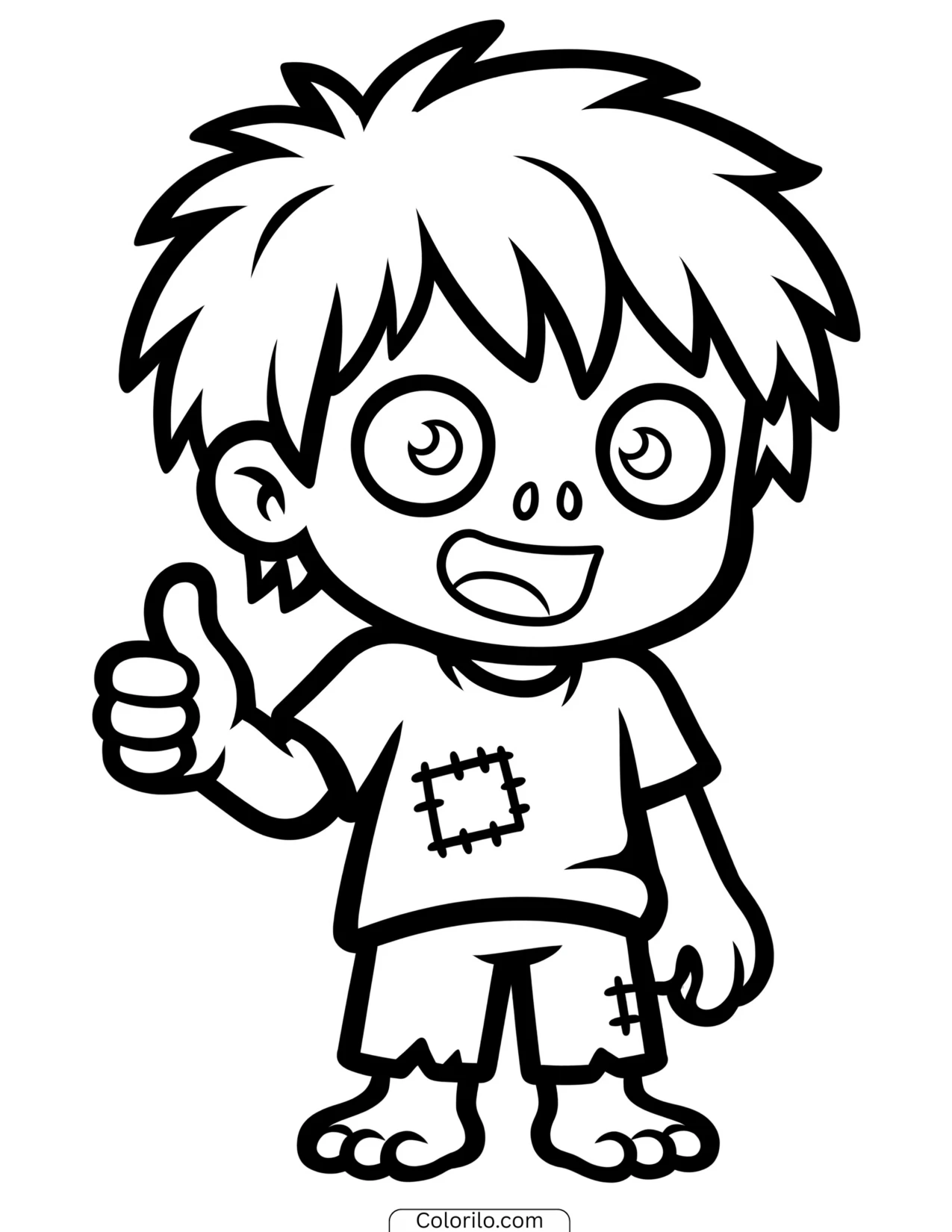 Zombie boy giving a thumbs up coloring page