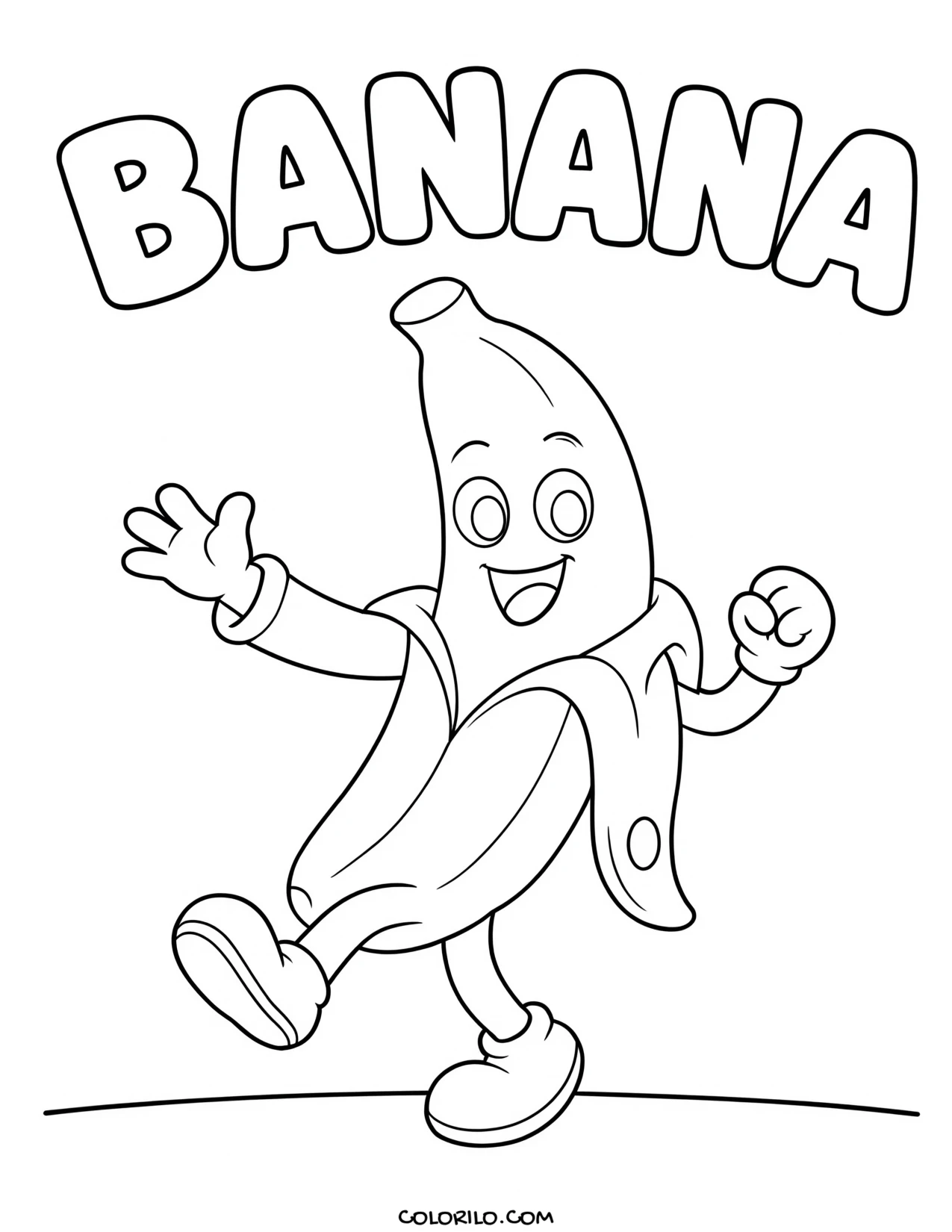 a banana dancing coloring page