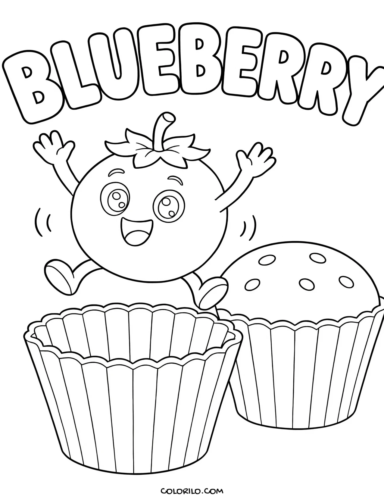 a blueberry jumping in the air coloring page