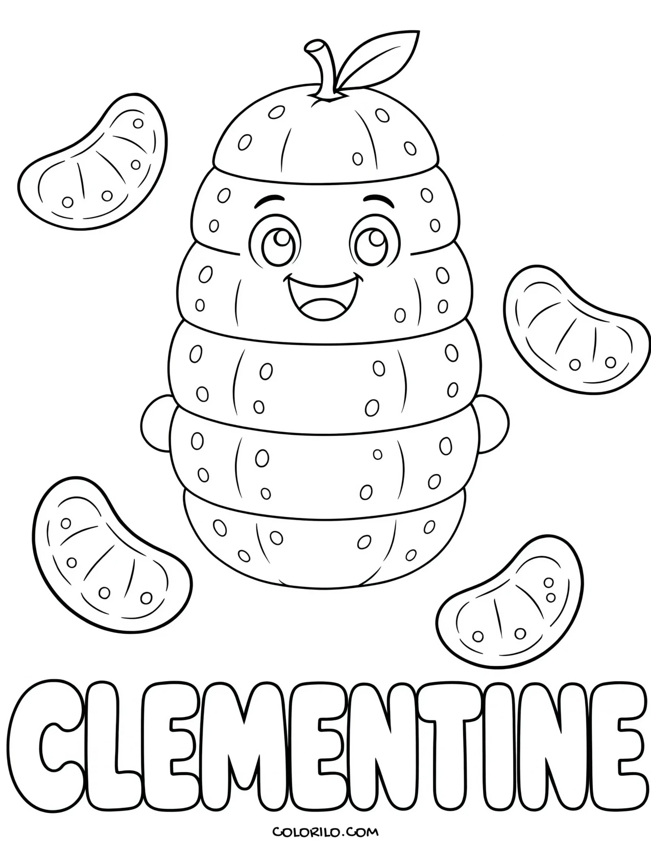 clementines stacked in a pile coloring page