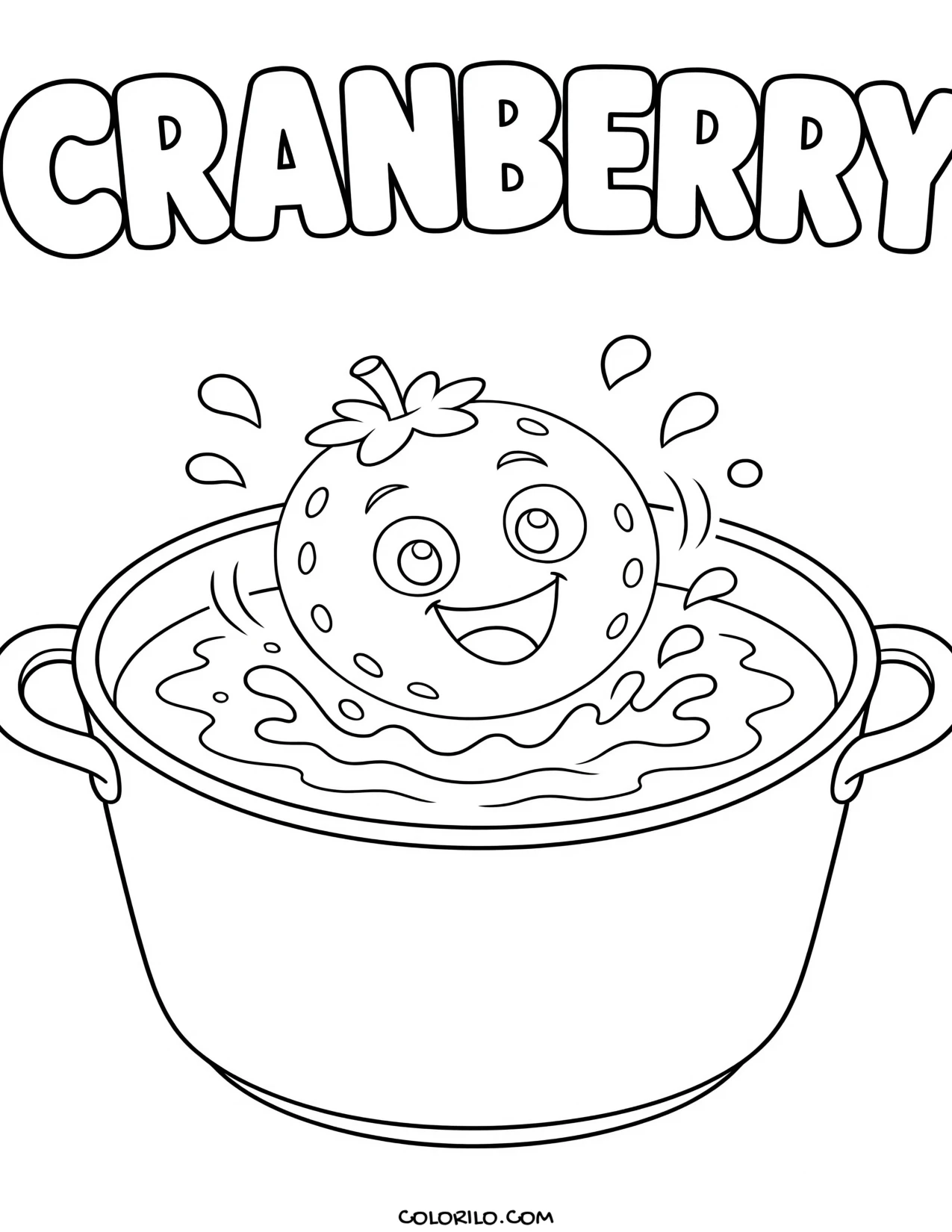 cranberries cooking in a pot coloring page