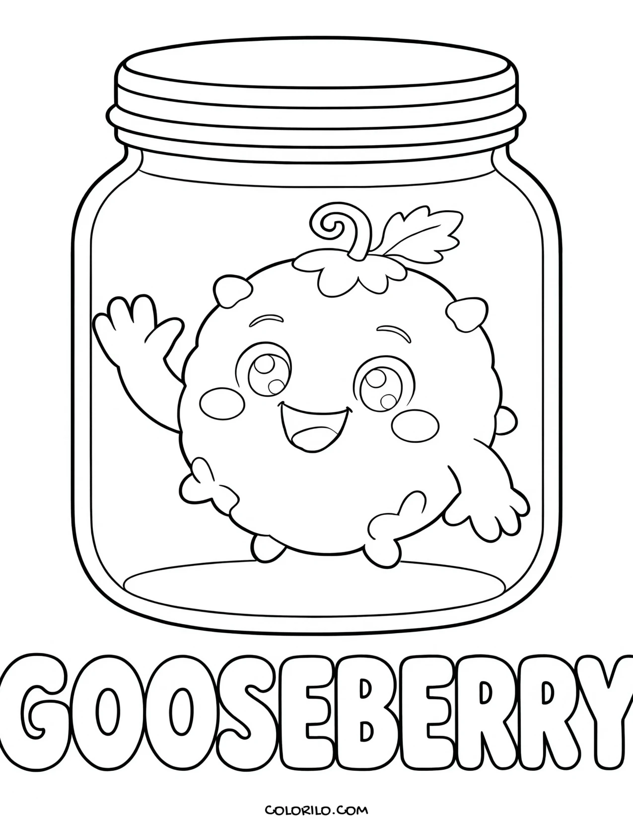 gooseberries packed into a preserving jar coloring page