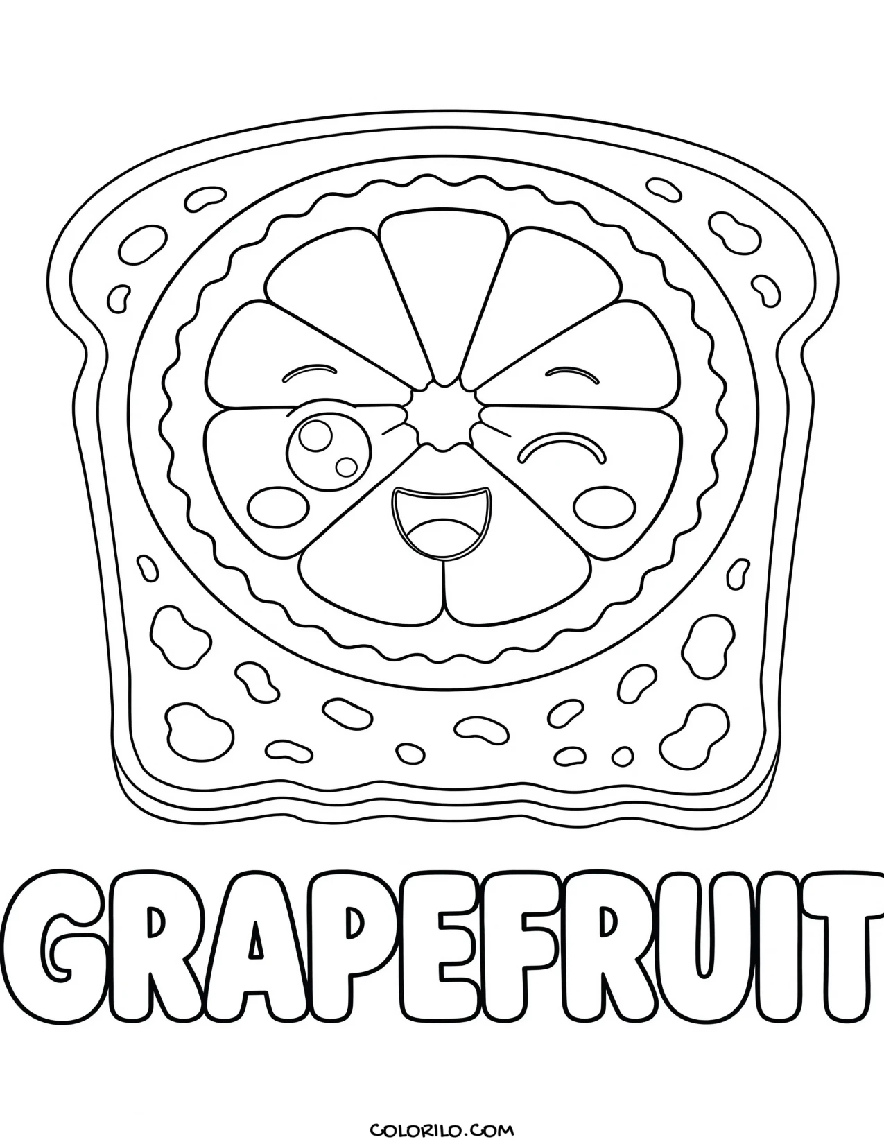 a grapefruit raising a glass coloring page