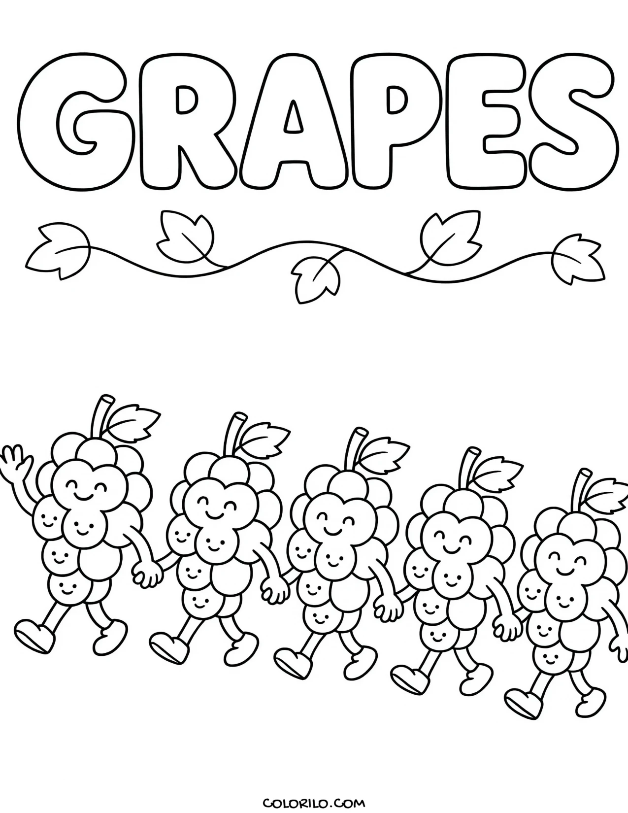 a bunch of grapes out walking coloring page