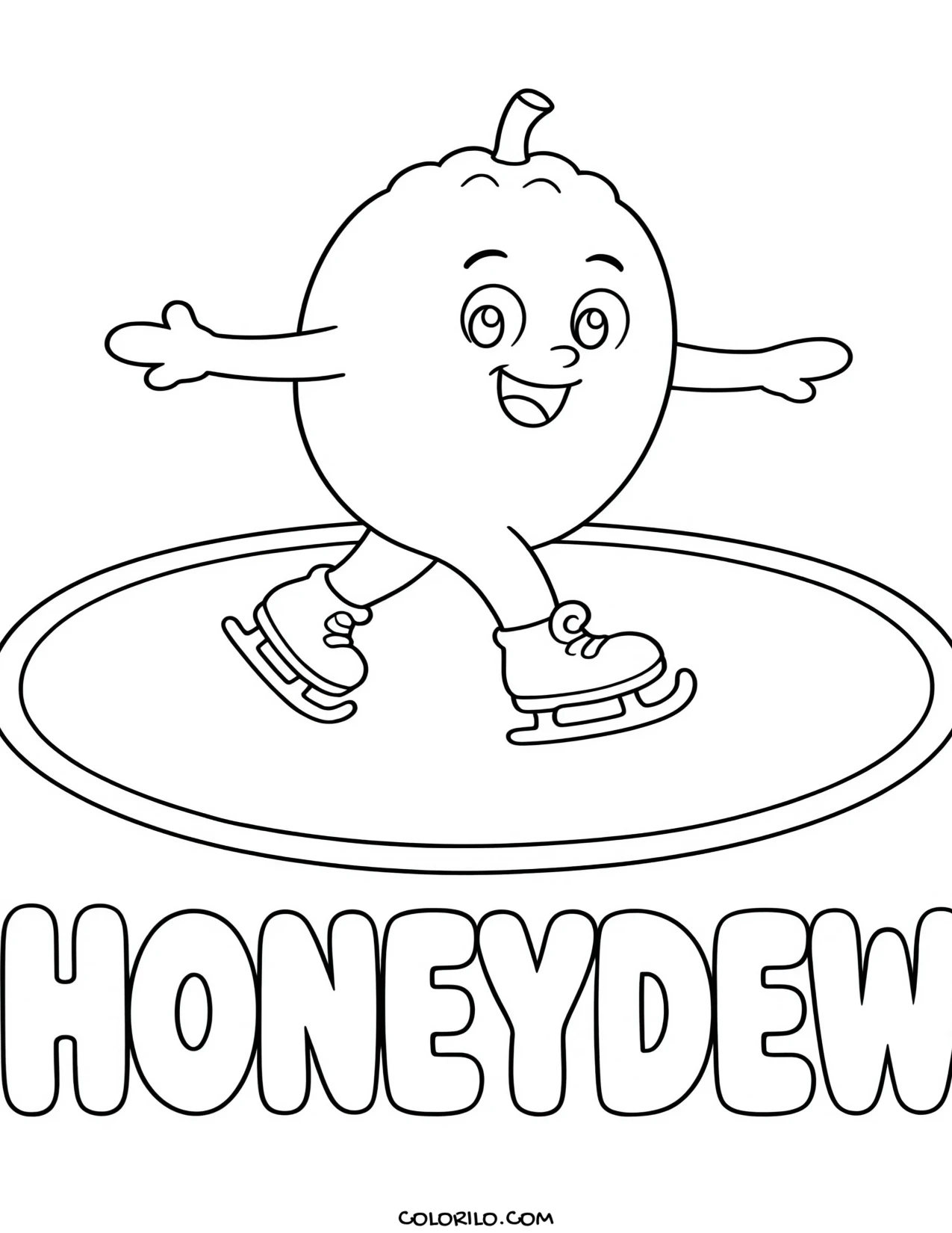 a honeydew melon on roller skates coloring page
