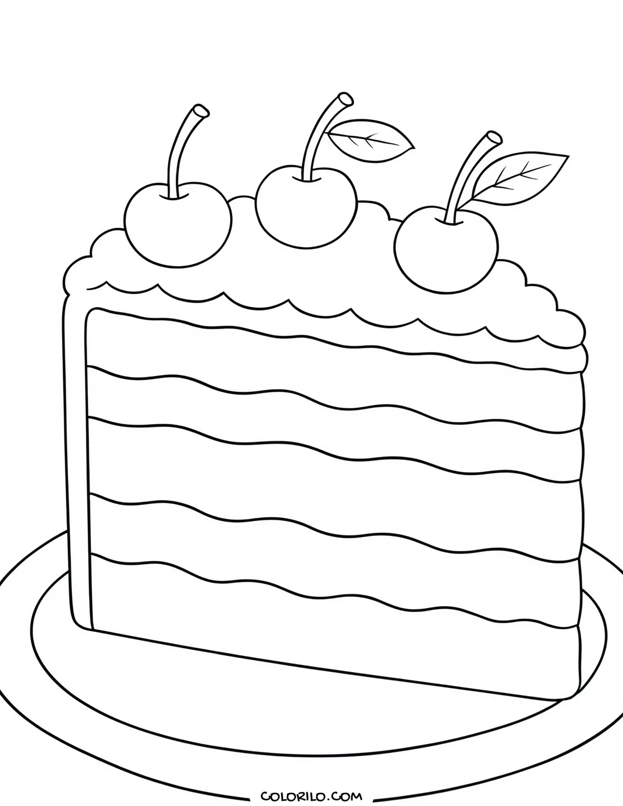 a layered ice cream cake with candles coloring page