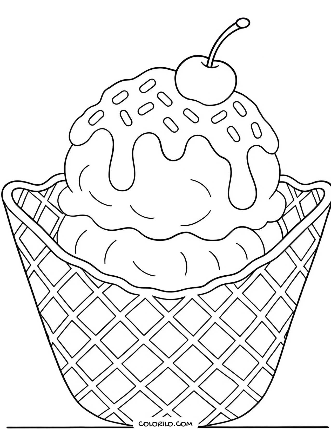 ice cream folded into a taco shaped wafer coloring page