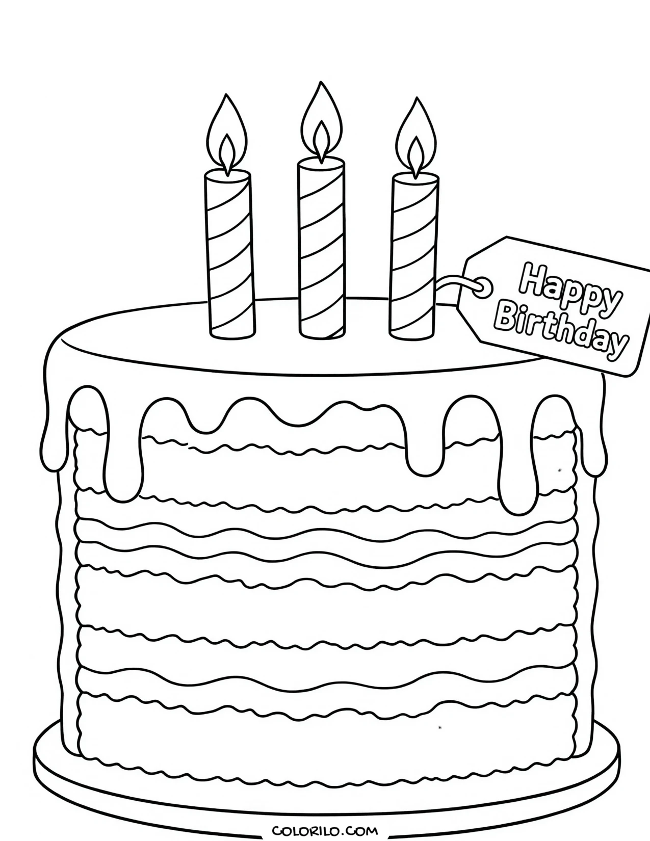 a layer cake with one slice removed showing the layers coloring page
