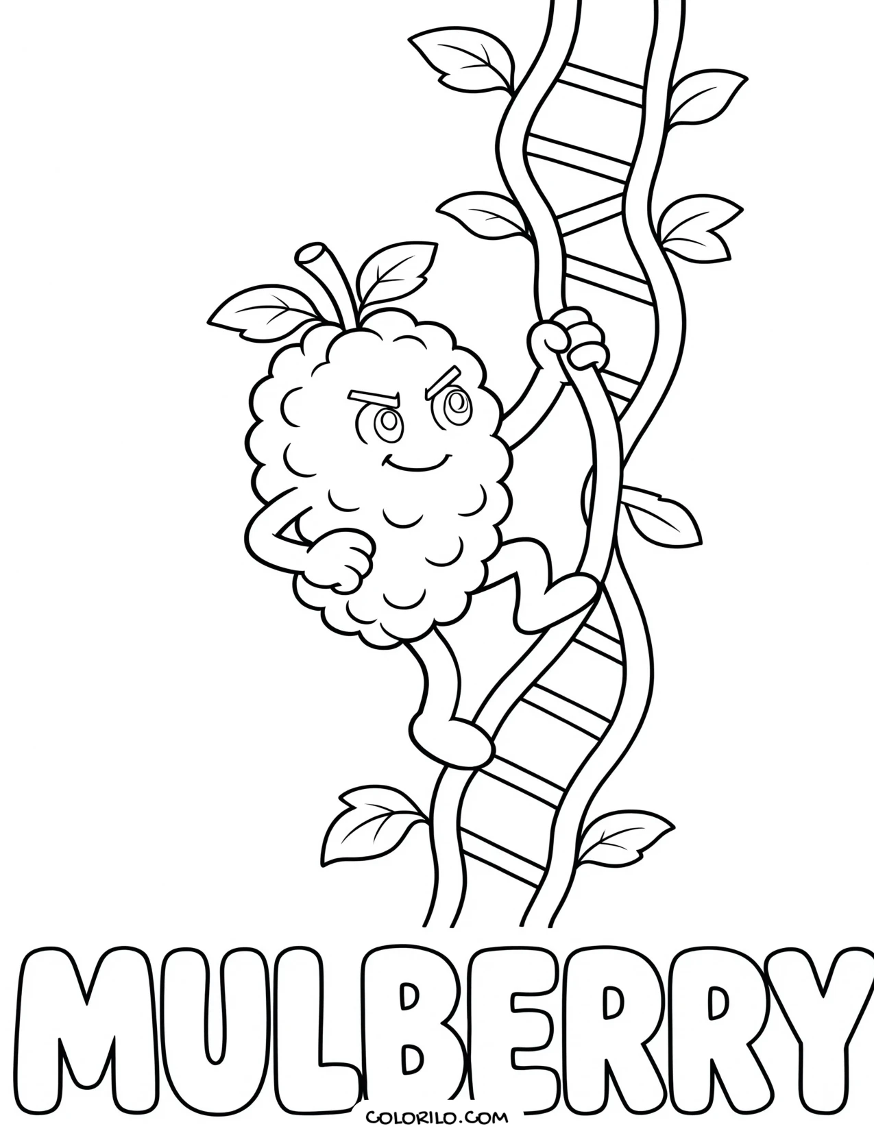 a mulberry climbing its own tree coloring page