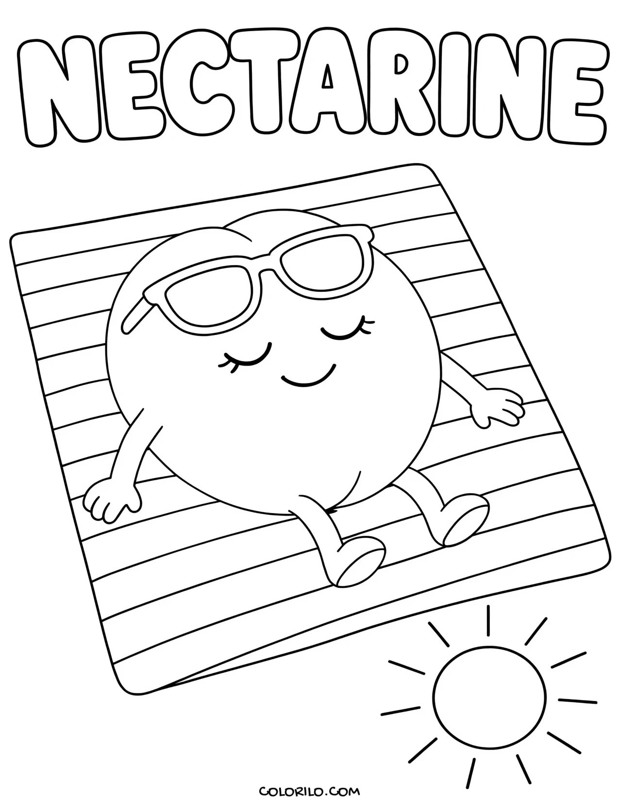 a nectarine lying out in the sun coloring page