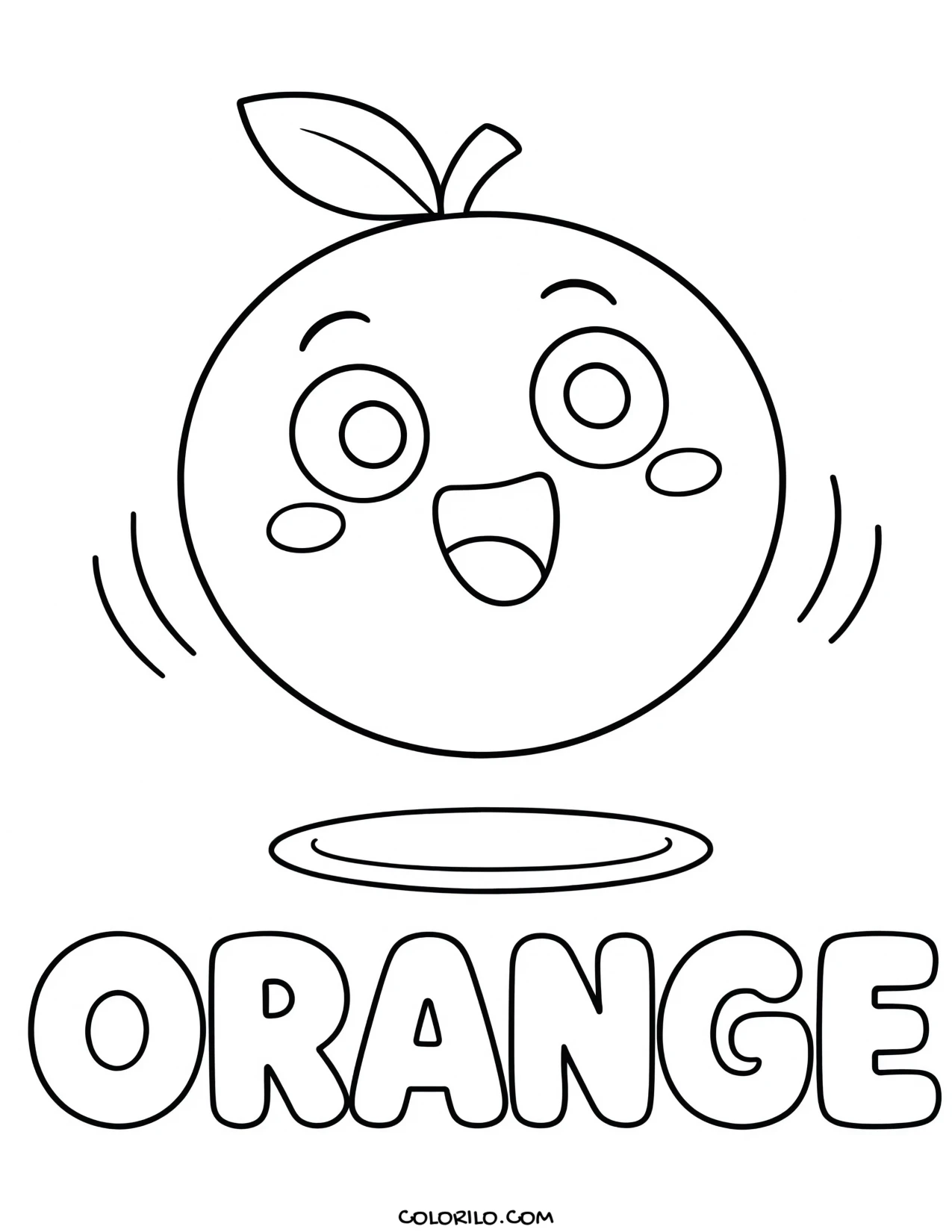 an orange bouncing in the air coloring page