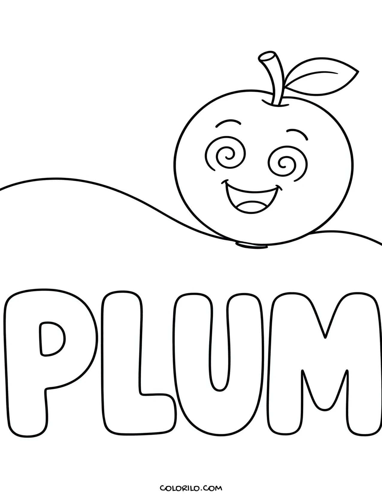 a plum rolling along coloring page