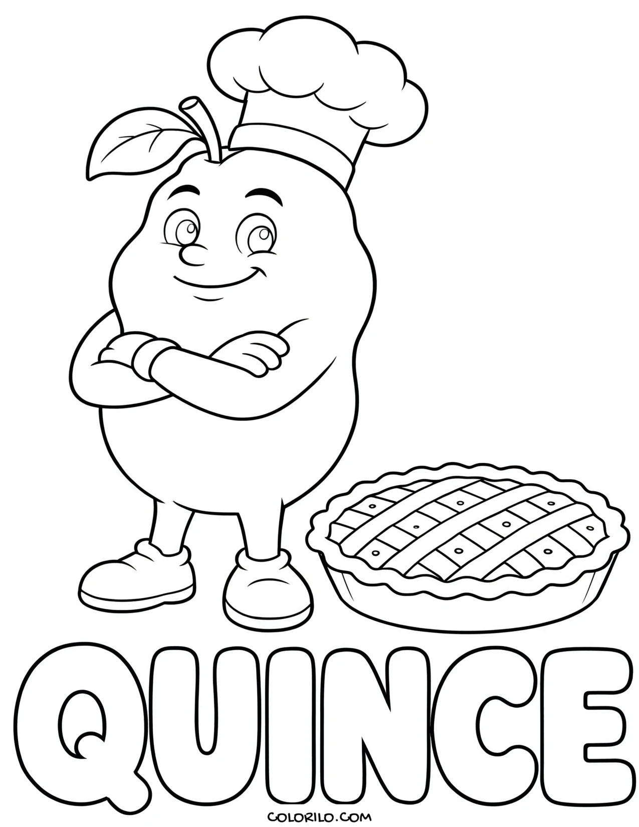 a quince dressed as a baker coloring page
