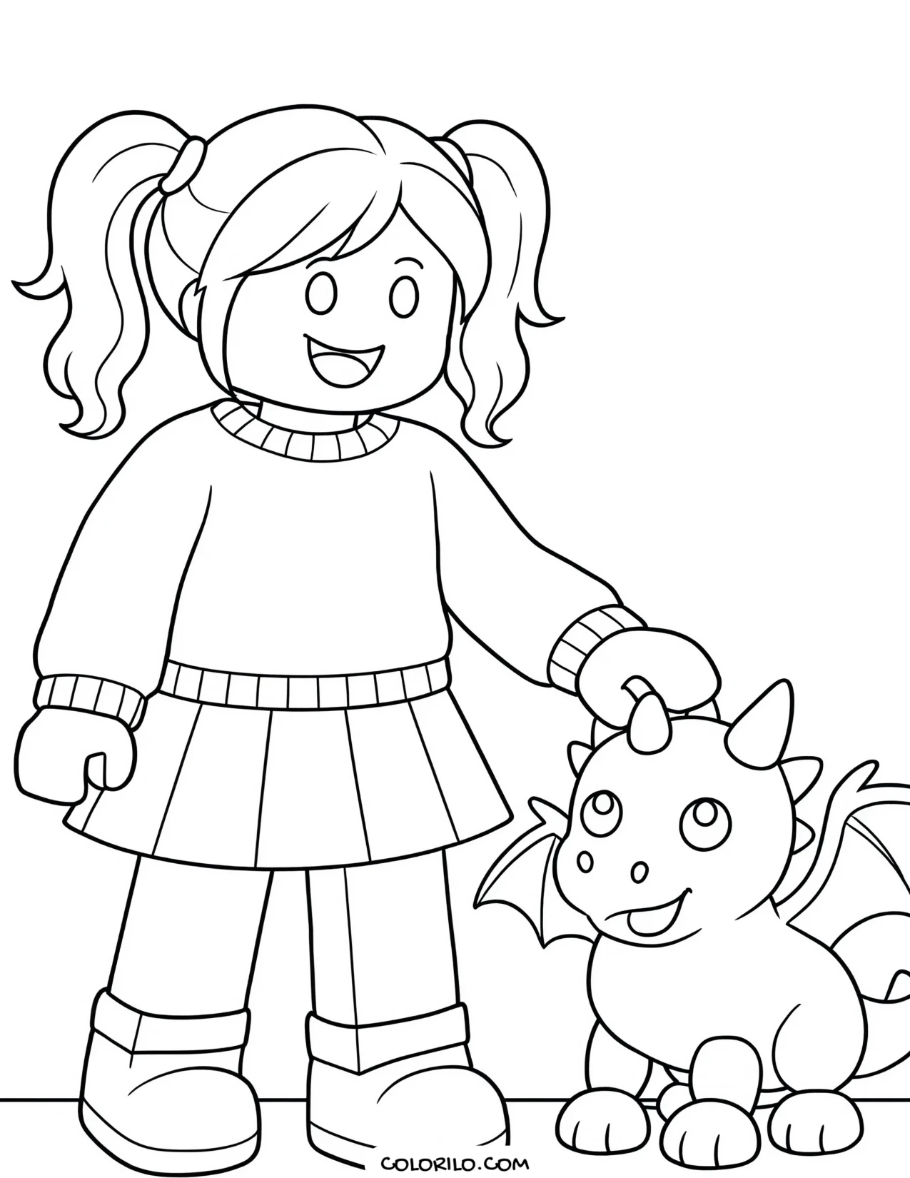 a roblox character with an adopt me pet coloring page