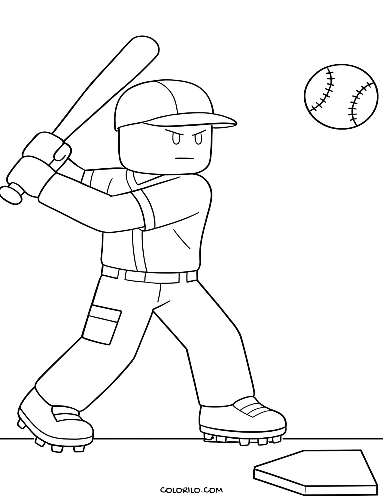a roblox baseball batter at the plate coloring page