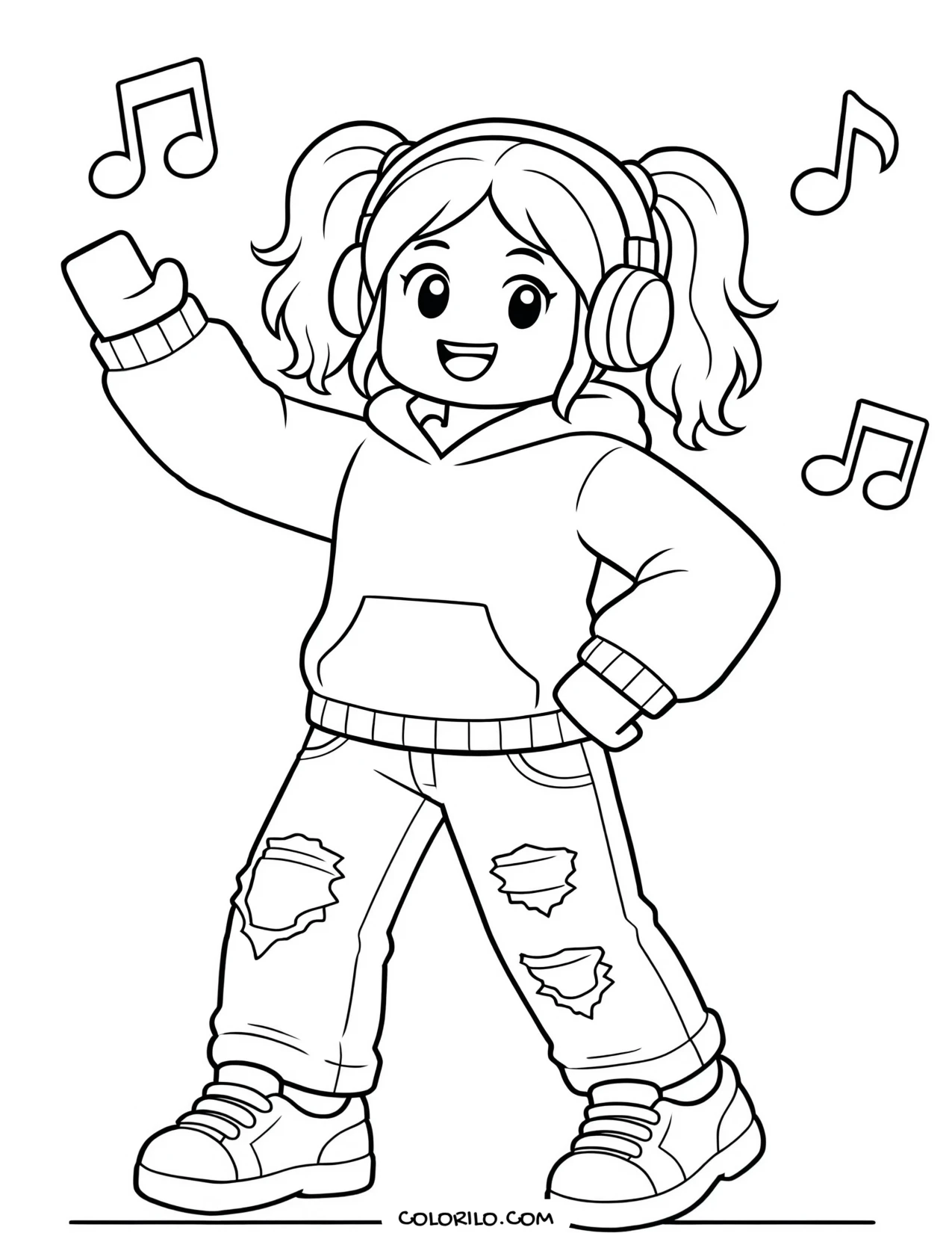 a roblox character stacking building blocks coloring page