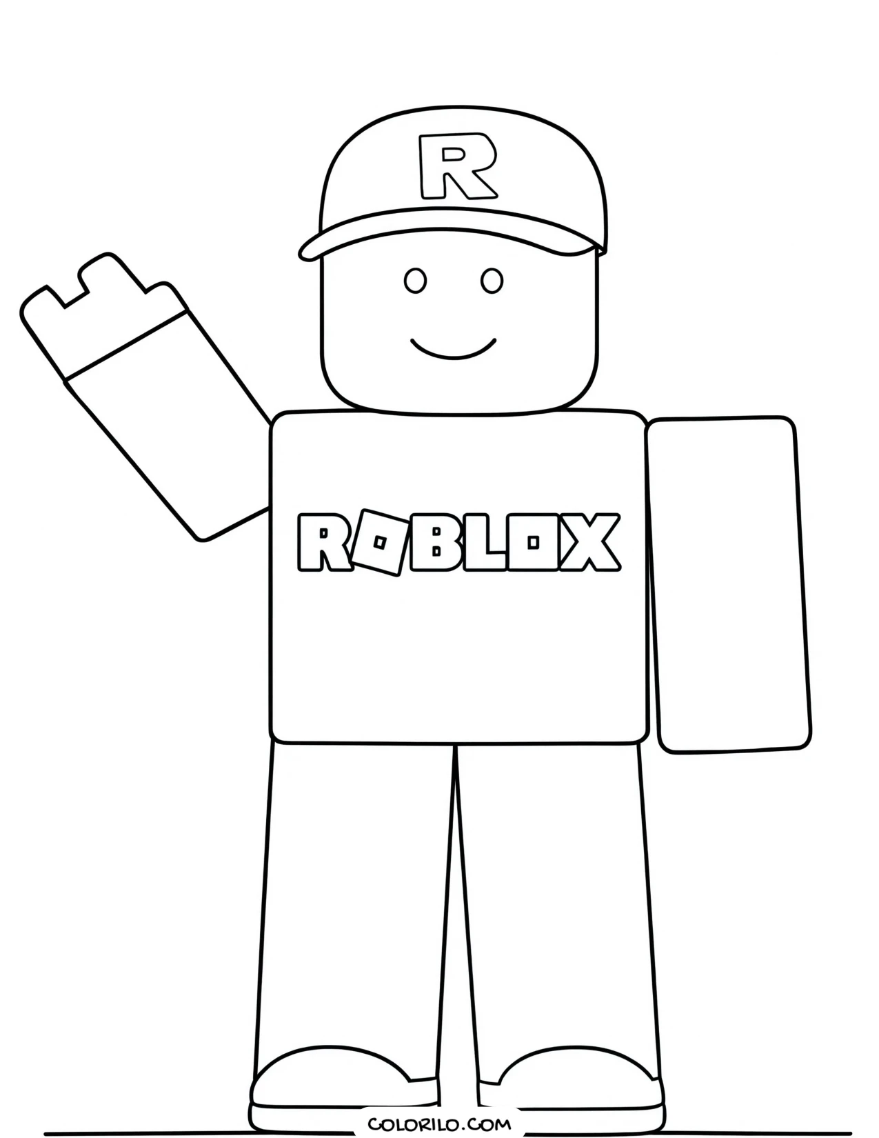 a roblox guest character waving coloring page