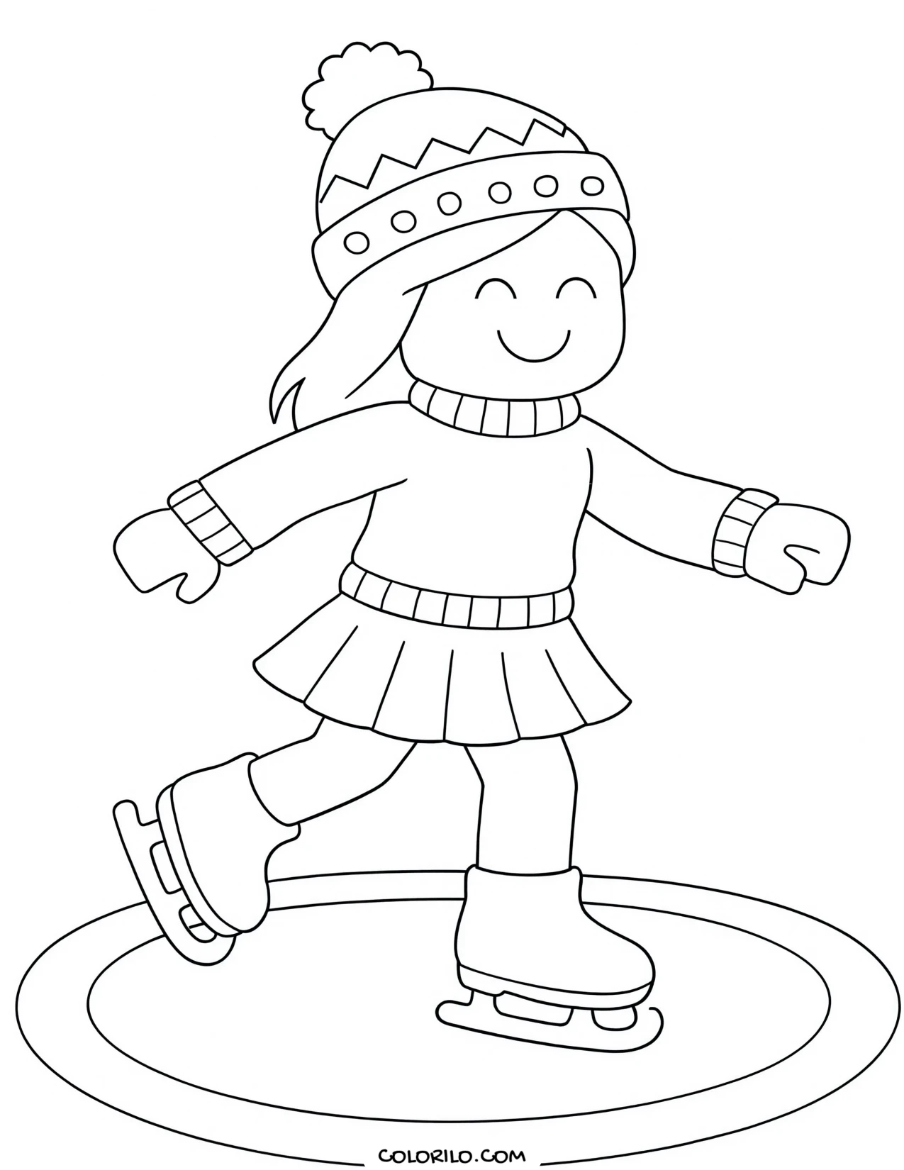 a roblox character ice skating coloring page