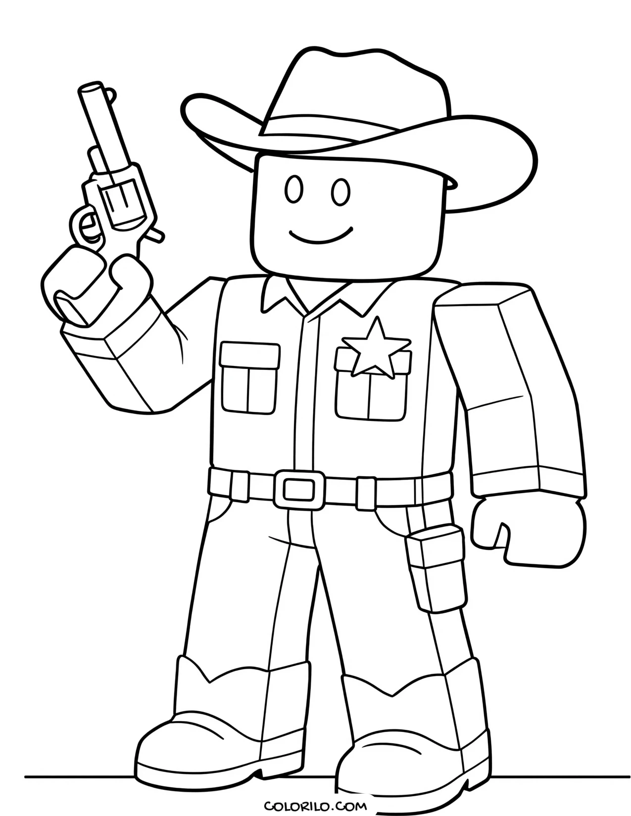 a murder mystery 2 sheriff holding a revolver coloring page