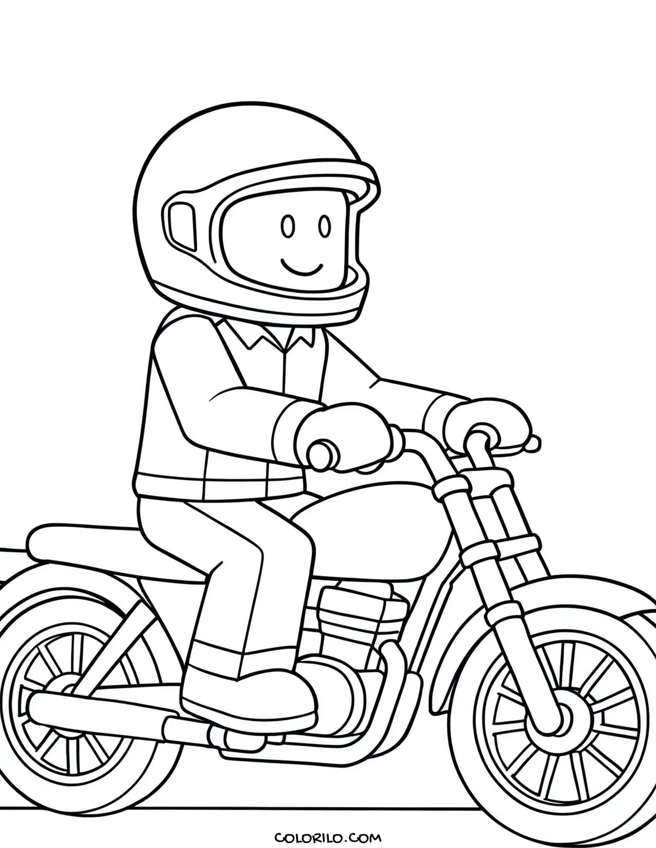 a roblox character riding a motorcycle coloring page