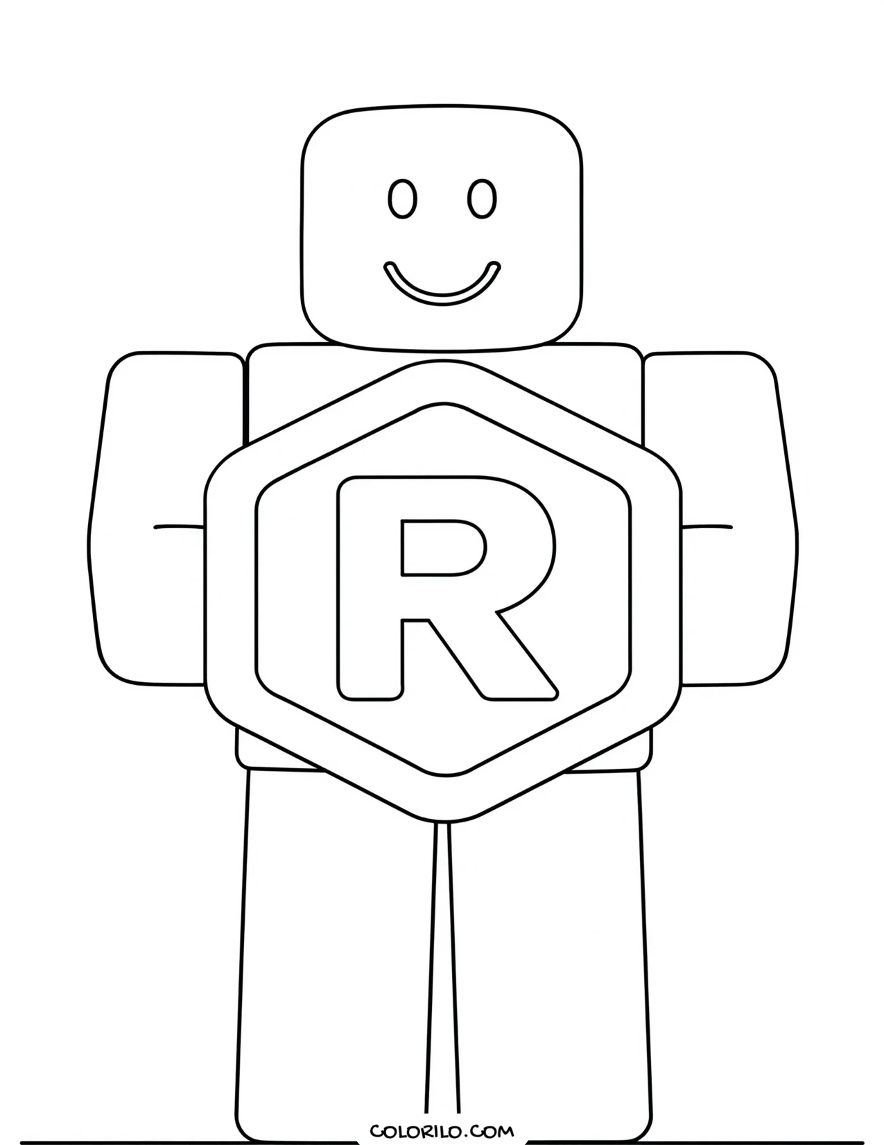 a roblox noob holding a stack of robux coloring page