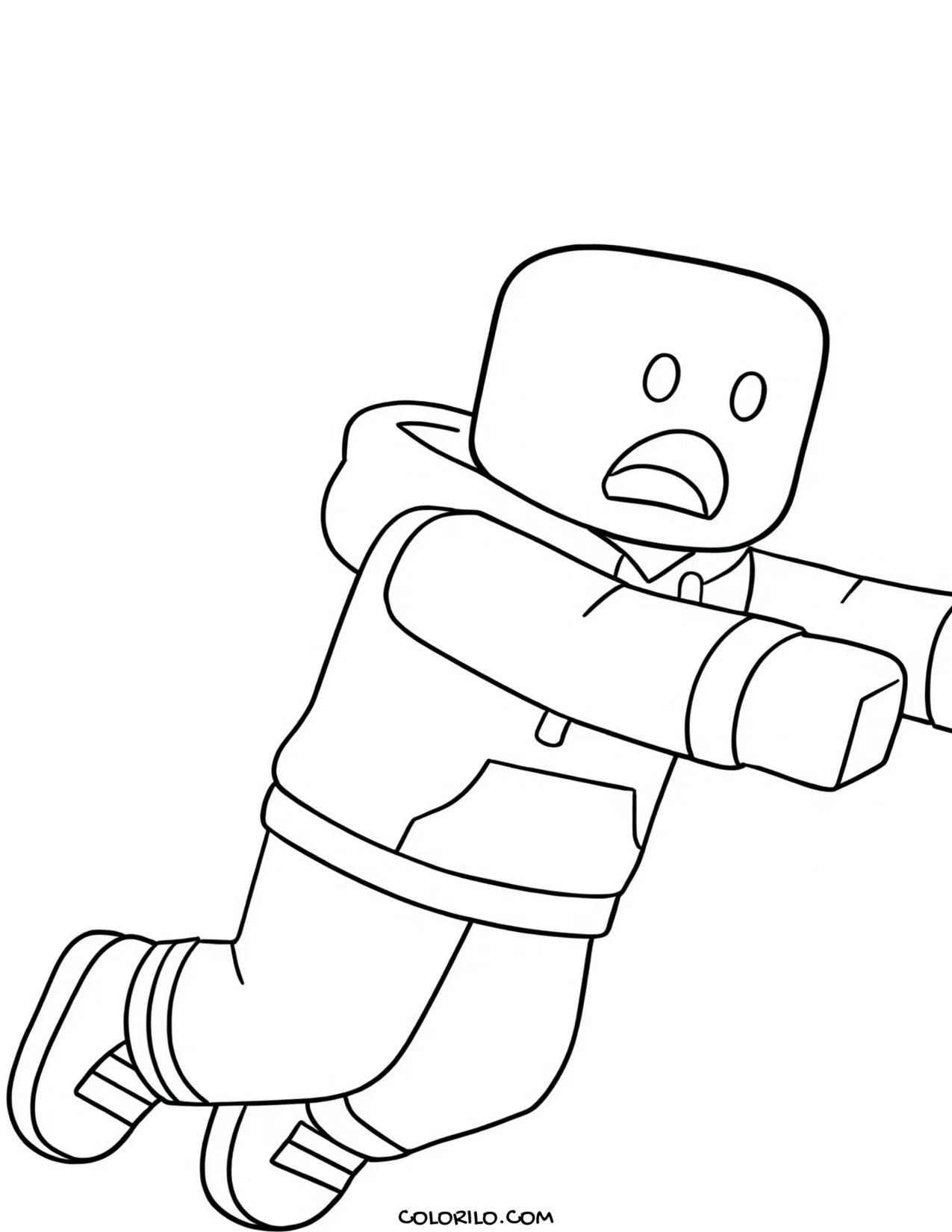 a roblox character jumping between obby platforms coloring page