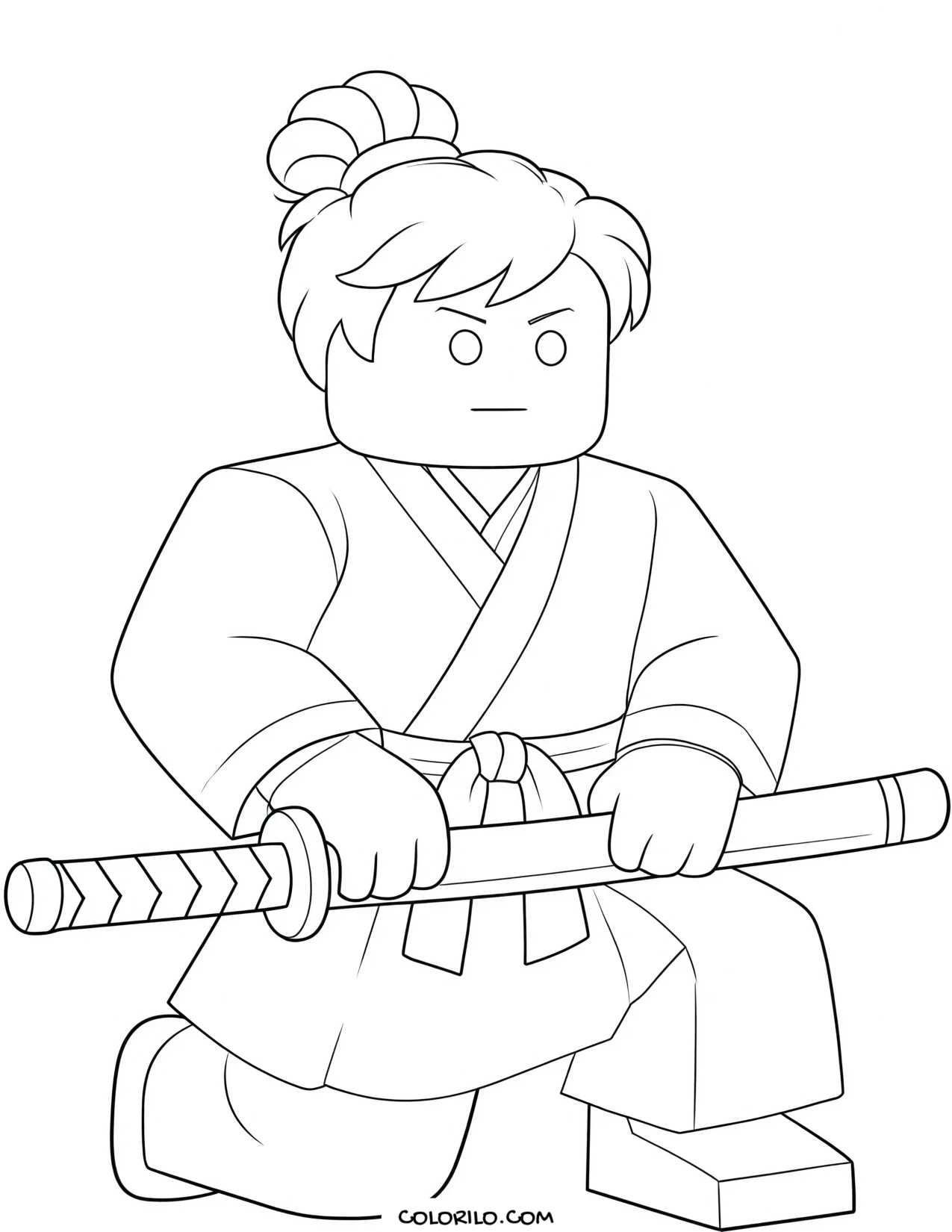 a roblox samurai holding a katana coloring page