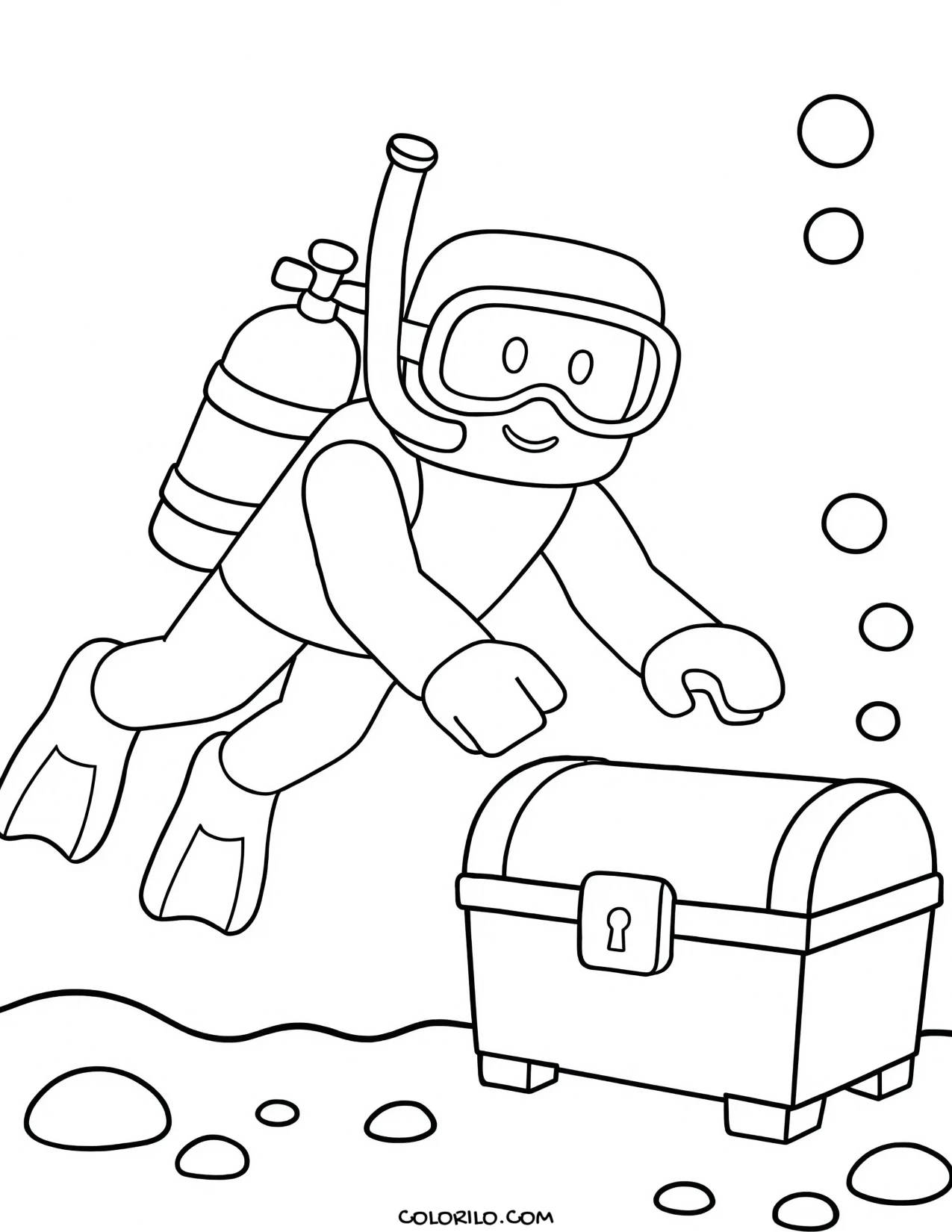 a roblox scuba diver underwater coloring page