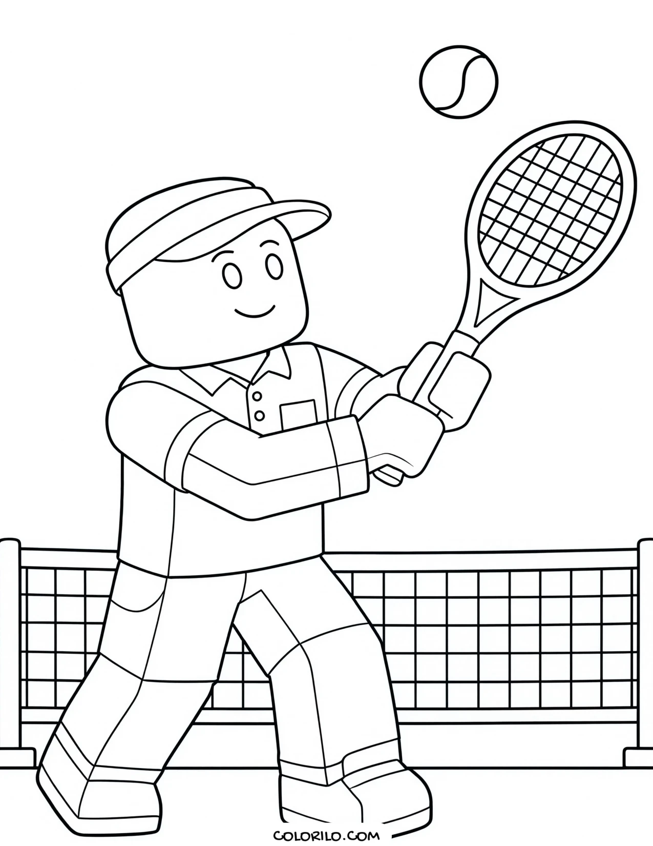 a roblox tennis player serving coloring page