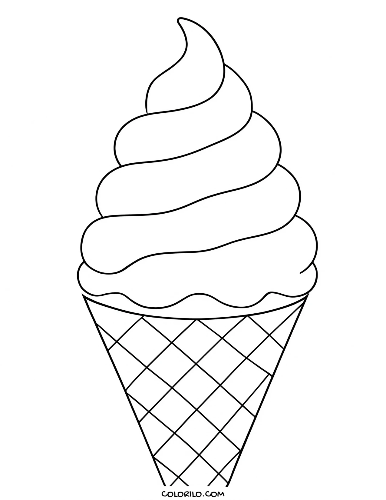 a swirl of soft serve in a cone coloring page
