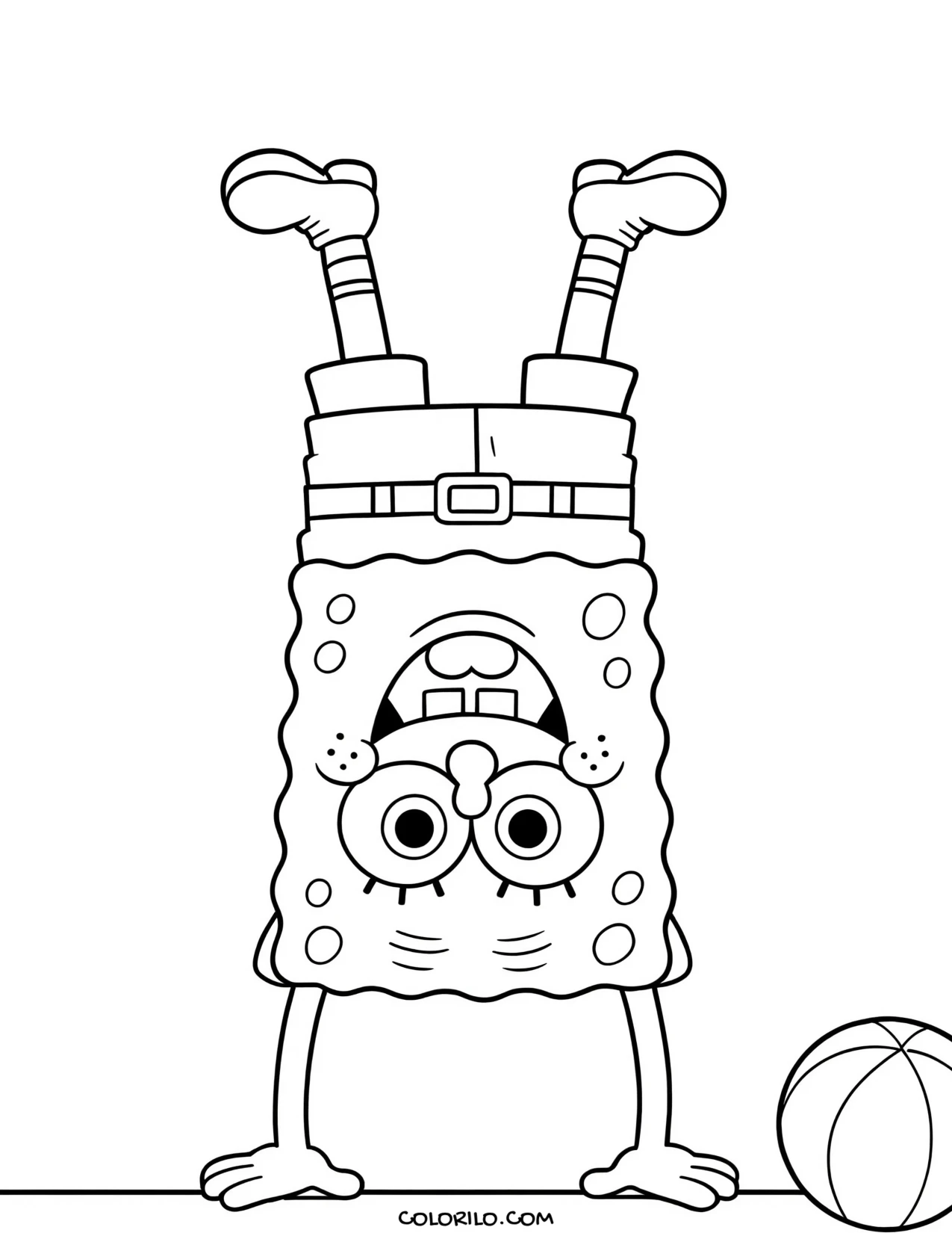spongebob doing a handstand coloring page