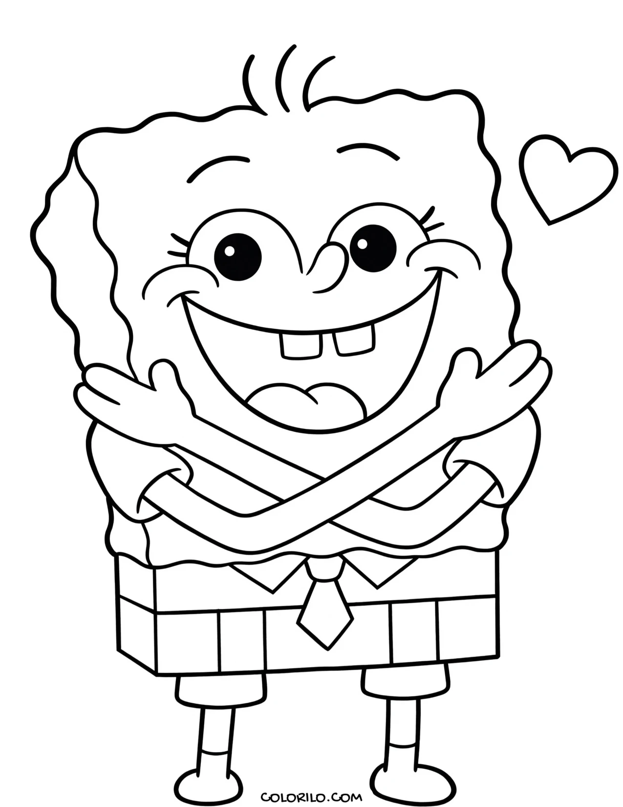 spongebob giving a big hug coloring page