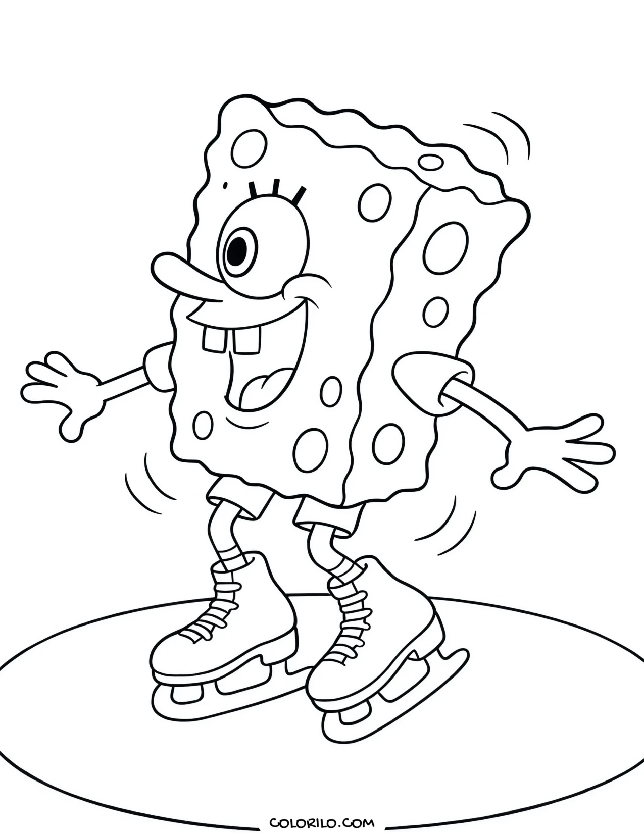 spongebob ice skating coloring page