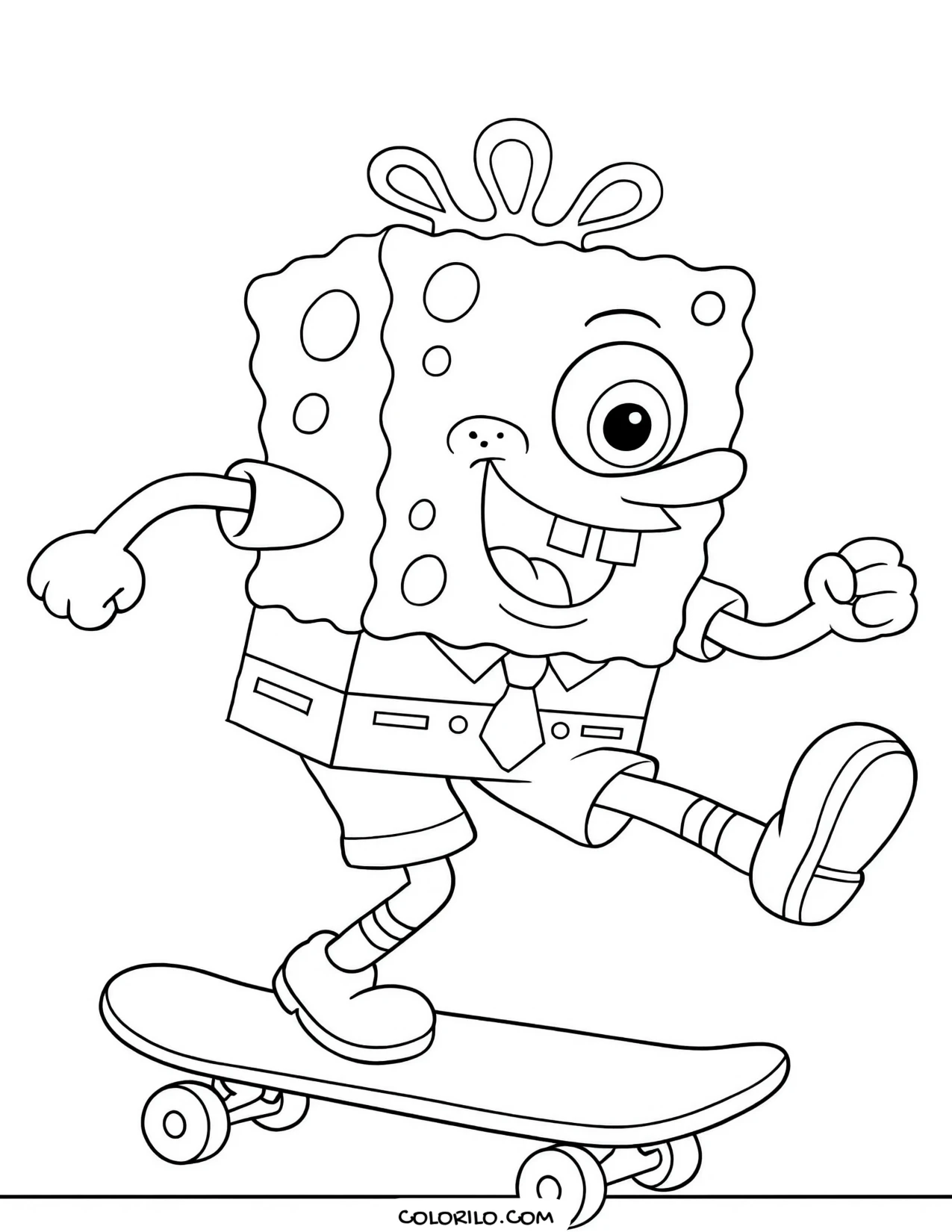 spongebob riding a skateboard coloring page