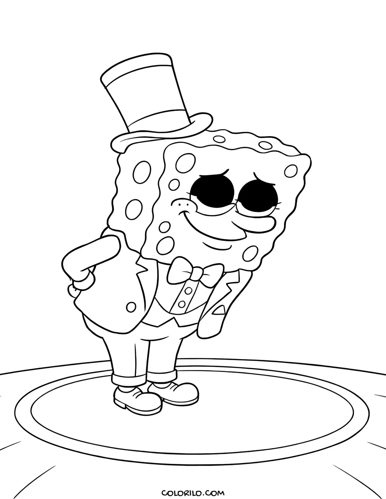 spongebob wearing a tuxedo and bow tie coloring page