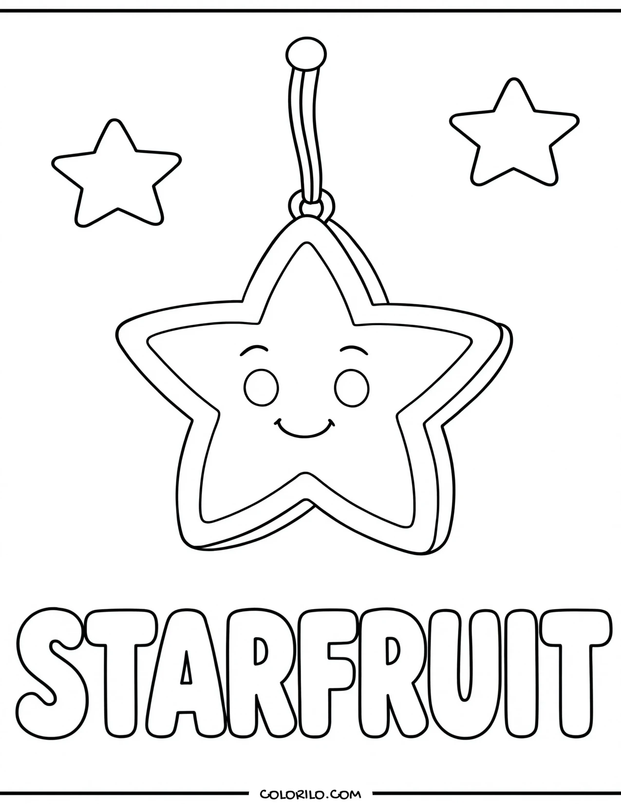 a starfruit hanging from its branch coloring page